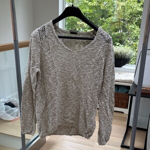 Massimo Dutti Beige V-Neck Sweater